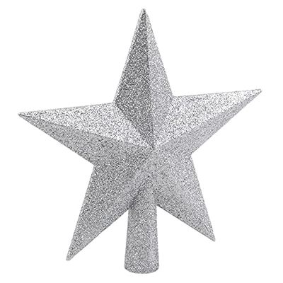 YAYA2021-SHOP Christmas Ornaments 15/20cm Gold Star Christmas Tree Top Star 3D Five-Point Star Christmas Home Table Topper Xmas Decoration Merry Christmas Christmas Decorations (Color : Silver 20cm)