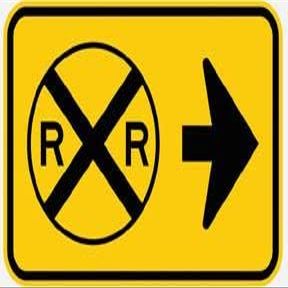 ArtFuzz RR-7 R R Sign -points to the Right Railroad Sign
