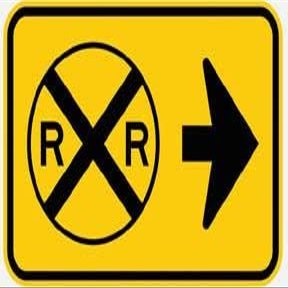 ArtFuzz RR-7 R R Sign -points to the Right Railroad Sign