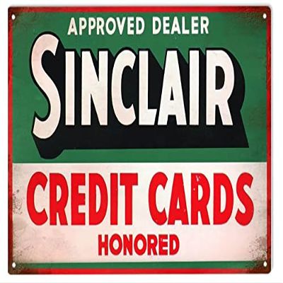 ArtFuzz Vintage Sinclair Credit Card Sign 9x12