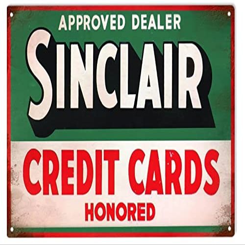 ArtFuzz Vintage Sinclair Credit Card Sign 9x12