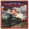 ArtFuzz Want to Ride my Train Pin Up Girl Sign 12x18 view 1
