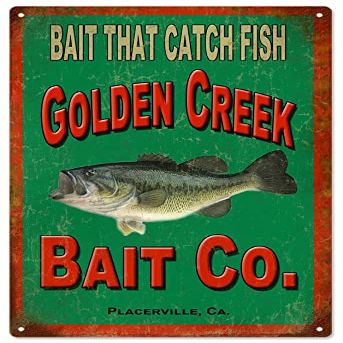 ArtFuzz Golden Creek Bait Co.Fishermans Sign