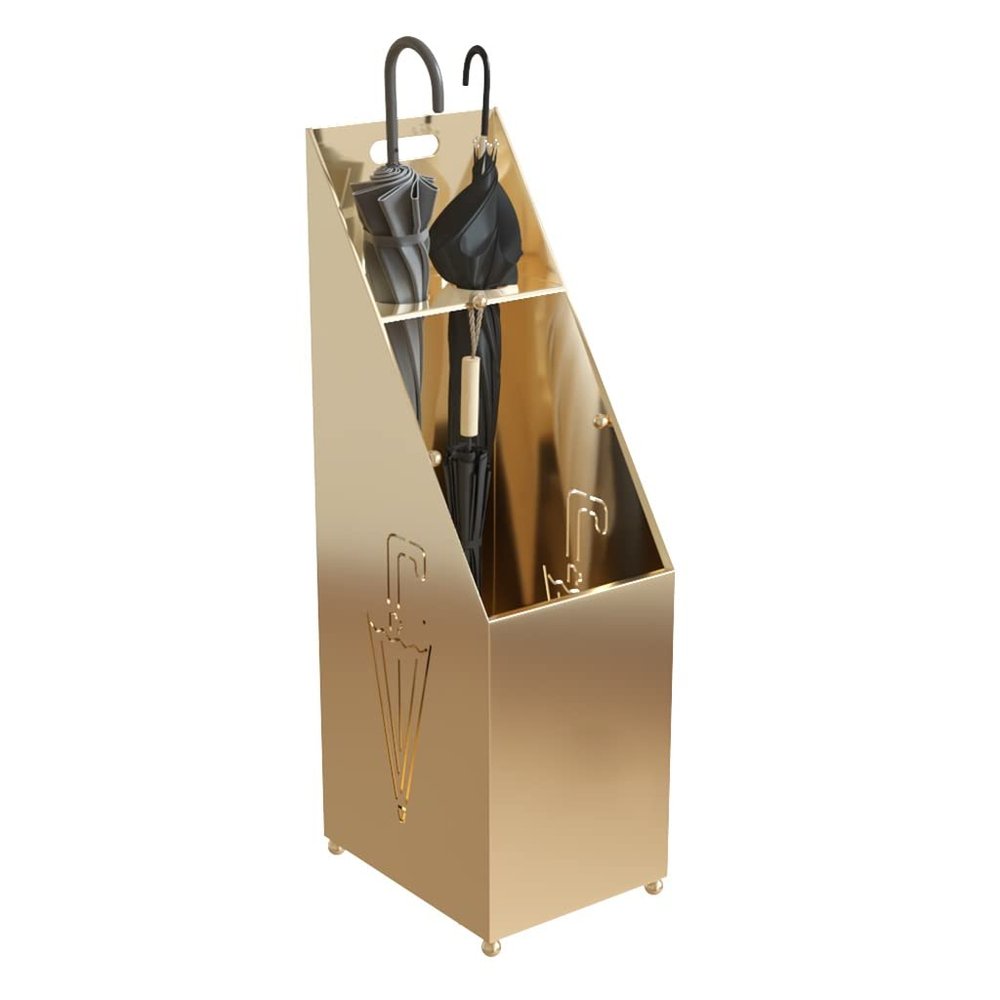 WXYZ Umbrella Stand Rack Golden Business Umbrella Stand, Large-Capacity Hotel Office Bank Umbrella Bucket (8-10 Umbrellas), Waterproof and Rustproof, Easy to Move, 22x28x72cm