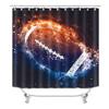 Jayden Madge 4PCS/Set Burning American Football Shower Curtain, Ice and Fire Championship Cool Sports Bathroom Decor for Men, Waterproof Fabric Black Shower Curtain, Non-Slip Bath Rugs, Flaming Ball view 2