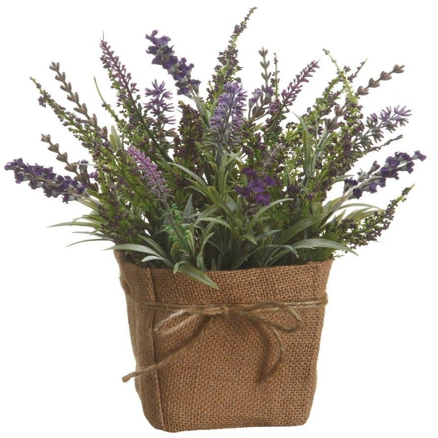 12" Lavender Artificial Burlap Pot