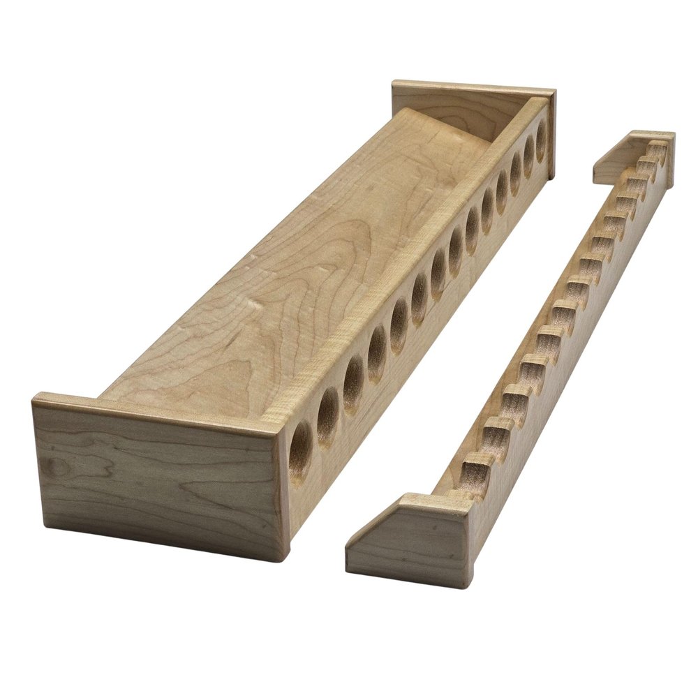 CSCarpentry Fishing Rod Rack, Solid Wood Wall Mount Pole Holder, Made to Order, Any Size (Solid Maple Wood with Semi-Gloss Polyurethane Finish)