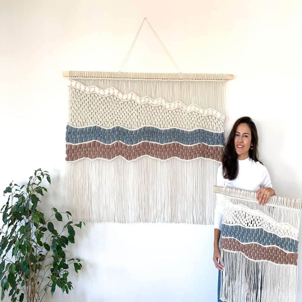 Bonnie Handmade Large Macrame Wall Hanging, Woven Wall Tapestry, Boho Wall Decor, Bohemian Art Decoration, Macraweave Tapestry, Modern Wall Rug