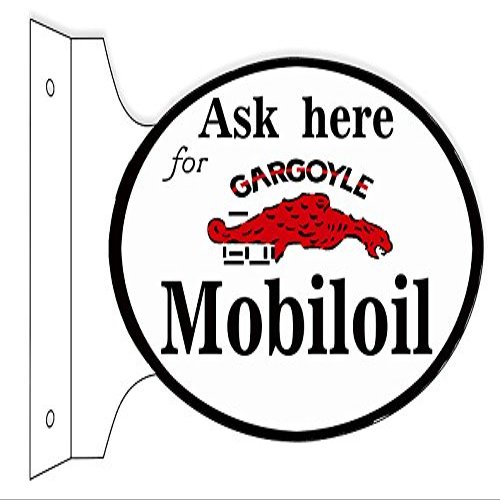 Gargoyle Mobiloil Reproduction Garage Shop Flange Sign 12x18 Oval