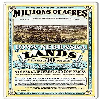 Iowa Nebraska Land For Sale Reproduction Country Metal Sign 12x18
