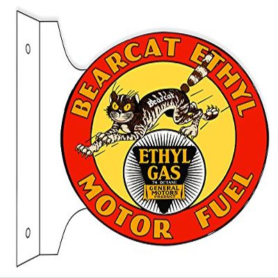 Bearcat Ethyl Reproduction Flange Motor Oil Sign 12x18 Oval