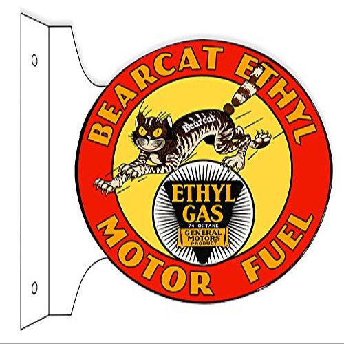 Bearcat Ethyl Reproduction Flange Motor Oil Sign 12x18 Oval