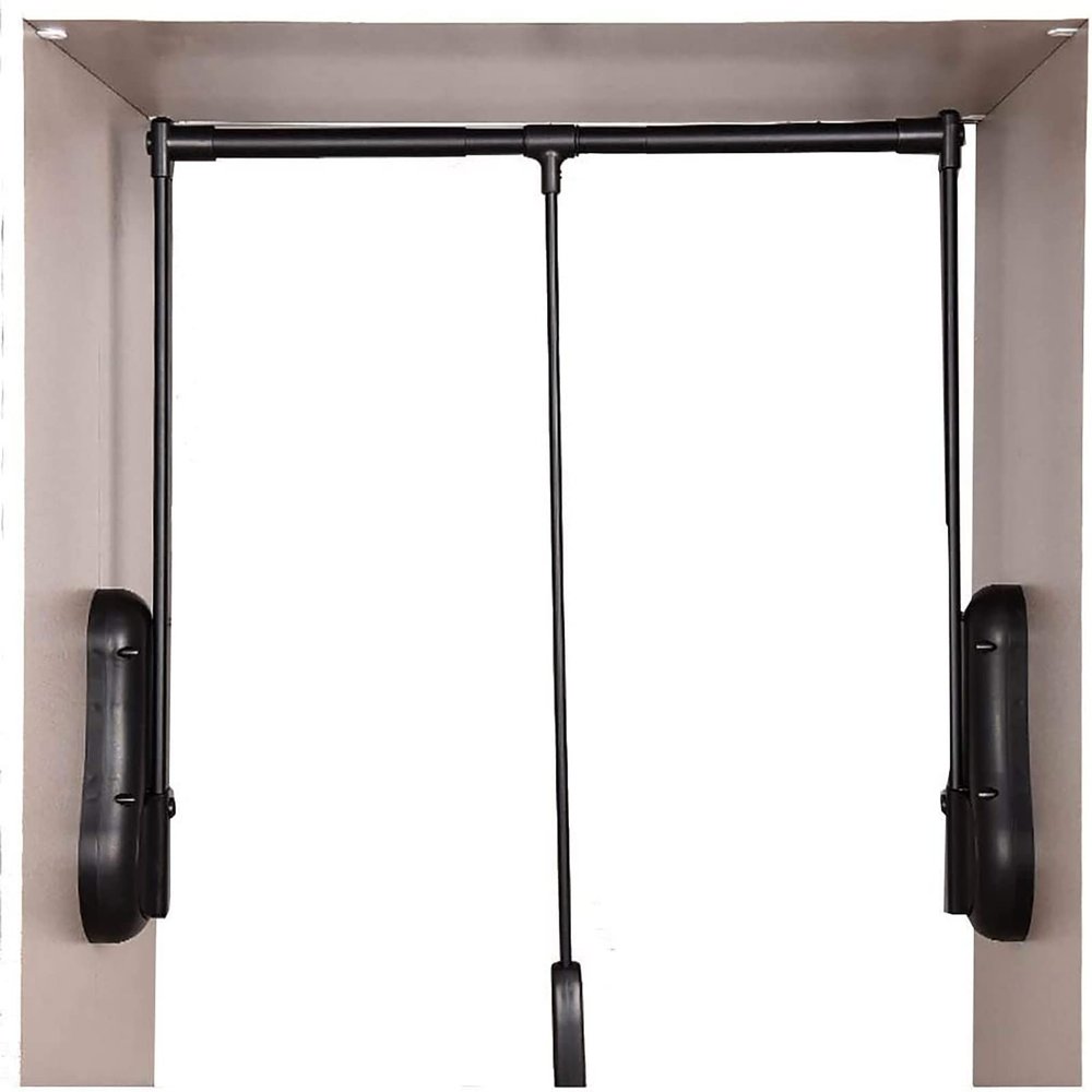 DONGYUE Black Drop-Down Coat Rack with Cushioning System, Lifting Wardrobe Rails, Soft Return to Save Space, Adjustable Width 51-115 cm Wall-Mounted Frame (Size : 510-650mm)