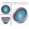 Maya Star Traditional Handmade Vintage Tenmoku Teaware Artistic Handle Glazes JianZhan Tea Cup Ceramic Cup Gift 100 ml(Blue-Green) view 2