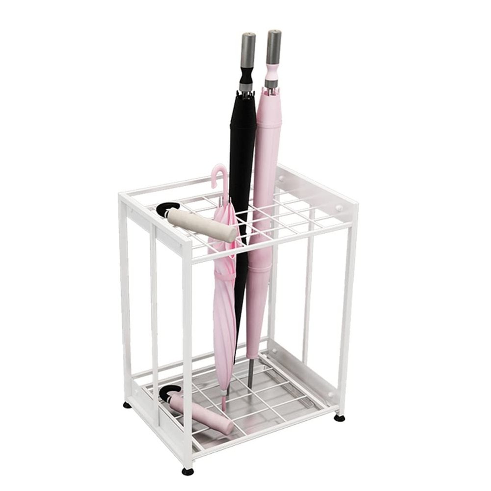 Umbrella Stand Racks Large Indoor Metal Umbrella Holder, Umbrella Drain Rack at Hallway Entrance of Hotel mall Office, with Independent drip Tray (Color : White)