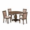 East West Furniture I2MZ5-716 5 Piece Dining Table Set for 4 Includes a Round Kitchen Table with Pedestal and 4 Dark Khaki Linen Fabric Parson Dining Chairs, 48x48 Inch, Distressed Jacobean view 1