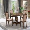 East West Furniture I2MZ5-716 5 Piece Dining Table Set for 4 Includes a Round Kitchen Table with Pedestal and 4 Dark Khaki Linen Fabric Parson Dining Chairs, 48x48 Inch, Distressed Jacobean view 2