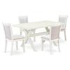 East West Furniture X026MZ001-5 5 Piece Dining Set Includes a Rectangle Dining Room Table with X-Legs and 4 Cream Linen Fabric Upholstered Parson Chairs, 36x60 Inch, Multi-Color view 1