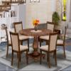 East West Furniture I2MZ7-N04 7 Piece Kitchen Table & Chairs Set Consist of a Round Dining Table with Pedestal and 6 Light Tan Linen Fabric Parson Chairs, 48x48 Inch, Antique Walnut view 2