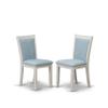 East West Furniture V026MZ015-5 5 Piece Kitchen Table & Chairs Set Includes a Rectangle Dining Room Table with V-Legs and 4 Baby Blue Linen Fabric Parson Chairs, 36x60 Inch, Multi-Color view 4