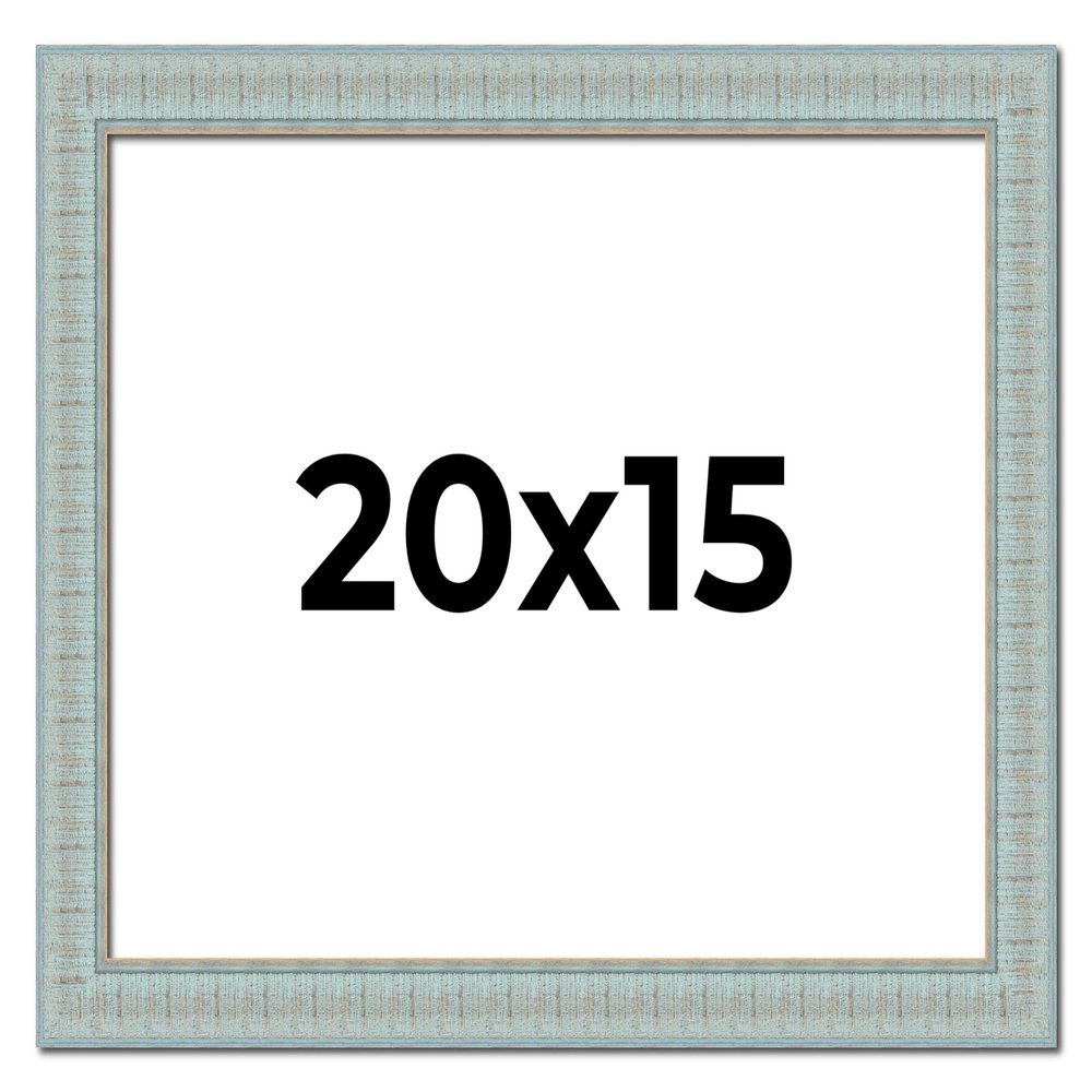 20x15 Frame Blue Teal Distressed Solid Wood Picture Frame | 1.625 Inch Moulding Width | Sonoma Blue Frame Complete with UV Acrylic Plexiglass, Foam Board Backing & Hanging Hardware