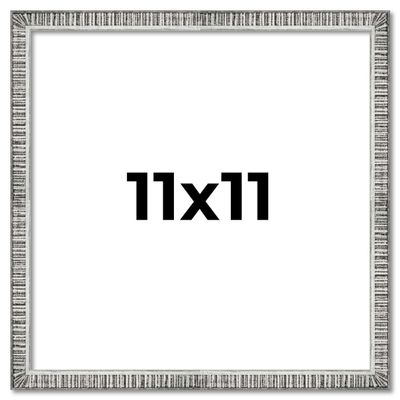 11x11 Frame Silver Grey Distressed Solid Wood Picture Frame | 0.75 Inch Moulding Width | Interior Depth 0.5 Inches | Kingsley Silver Rustic Frame with UV Acrylic, Foam Board Backing & Hanging Hardware