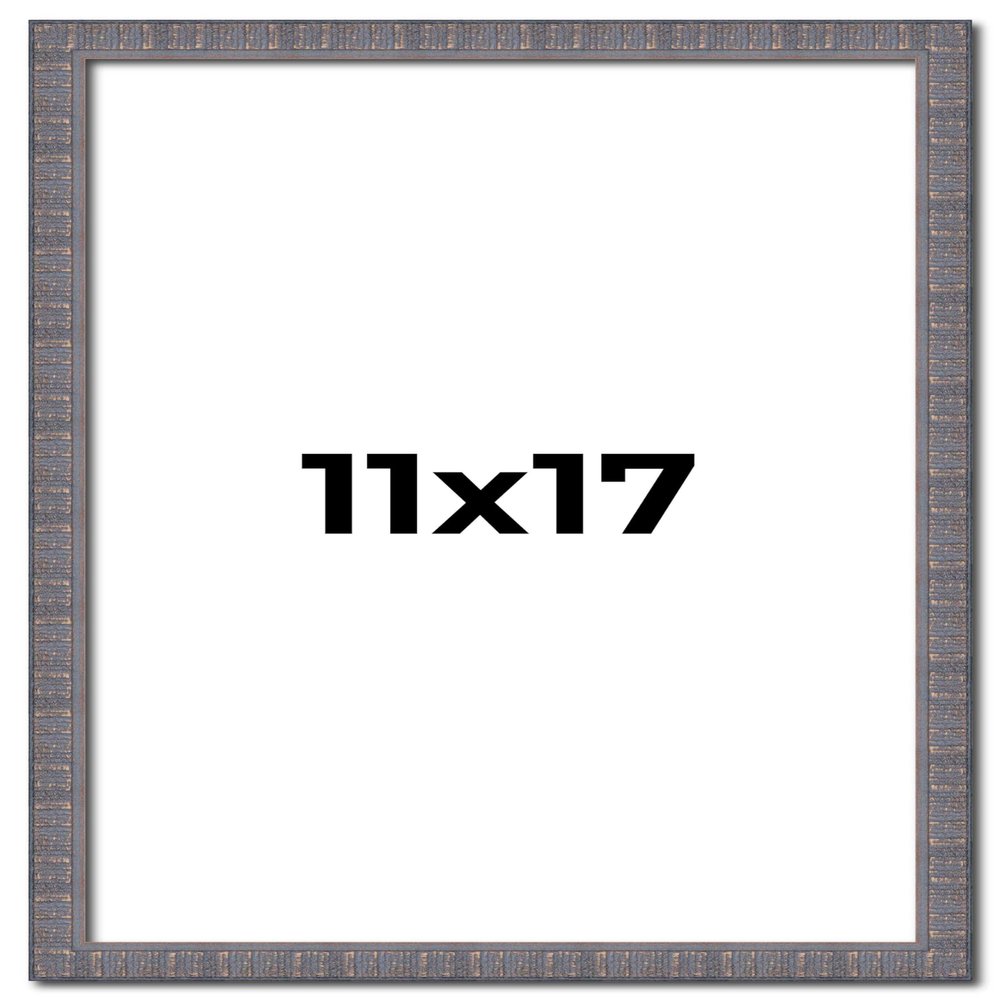 11x17 Frame Blue Kingsley Pewter Solid Wood Picture Frame Width 0.75 Inches |Interior Depth 0.5 Inches | Kingsley Pewter Frame with UV Acrylic, Foam Board Backing & Hanging Hardware