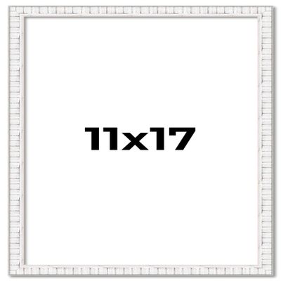 11x17 Frame White Distressed Solid Wood Picture Frame Width 0.75 Inches | Interior Depth 0.5 Inches | Kingsley White Frame Complete with UV Acrylic, Foam Board Backing & Hanging Hardware