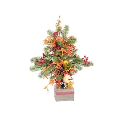 YKHB Small Christmas Tree Artificial TabletopXmas Tree Simulation Maple Leaf Potted Plants Christmas Decoration Ornaments