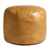 Thgonwid Unstuffed Faux Leather Pouf Cover, Handmade Footstool Ottoman Storage Solution, Floor Footrest Cushion, 16.5Dx12H, Yellow view 1