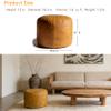 Thgonwid Unstuffed Faux Leather Pouf Cover, Handmade Footstool Ottoman Storage Solution, Floor Footrest Cushion, 16.5Dx12H, Yellow view 3