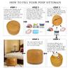 Thgonwid Unstuffed Faux Leather Pouf Cover, Handmade Footstool Ottoman Storage Solution, Floor Footrest Cushion, 16.5Dx12H, Yellow view 4