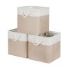 Bidtakay Fabric Storage Baskets for Organizing Beige 13 Inch Collapsible Square Baskets 3 Pack Organization Bins Large Cube Storage Bins Closet Baskets for Shelves Clothes view 1