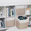 Bidtakay Fabric Storage Baskets for Organizing Beige 13 Inch Collapsible Square Baskets 3 Pack Organization Bins Large Cube Storage Bins Closet Baskets for Shelves Clothes view 2