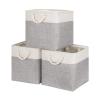 Bidtakay Fabric Basket Set - Large Square Organizer Bins, 13x13, Set of 3, White & Grey view 1