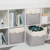 Bidtakay Fabric Basket Set - Large Square Organizer Bins, 13x13, Set of 3, White & Grey view 2