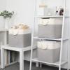 Bidtakay Fabric Basket Set - Large Square Organizer Bins, 13x13, Set of 3, White & Grey view 3