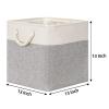 Bidtakay Fabric Basket Set - Large Square Organizer Bins, 13x13, Set of 3, White & Grey view 4