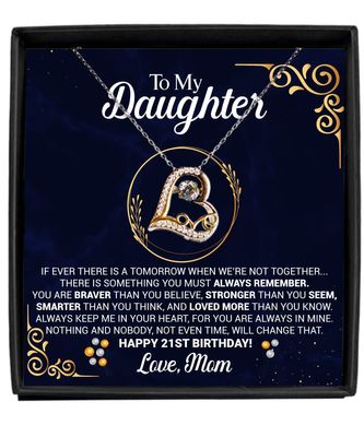 21st Birthday Necklace Gift from Mom with Message Card for Daughter, to My Daughter 21st Birthday Love Dancing Necklace Gift