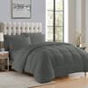 3 PCS Dark Grey-Queen Comforter Set 100% Egyptian Cotton 500 GSM All Season Goose Down Alternative Box Stitched Comforter with 2 Pillow Shams Quilted Set view 1