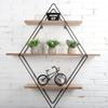 Cabilock Home Decor Wall Mount Shelf Floating Shelves Rustic Wood Geometric 3 Tier for Bedroom Bathroom Living Room Kitchen Office view 2
