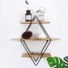 Cabilock Home Decor Wall Mount Shelf Floating Shelves Rustic Wood Geometric 3 Tier for Bedroom Bathroom Living Room Kitchen Office view 3