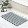 Bamboo Wooden Bath Floor Mat for Luxury Shower - Non-Slip Bathroom Waterproof Carpet for Indoor or Outdoor Use (Bluish Grey,31.3 x 18.1 x 1.5 Inches) view 1