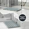 Bamboo Wooden Bath Floor Mat for Luxury Shower - Non-Slip Bathroom Waterproof Carpet for Indoor or Outdoor Use (Bluish Grey,31.3 x 18.1 x 1.5 Inches) view 2