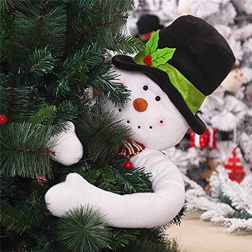 Flybloom Christmas Tree Ornaments Christmas Tree Topper Snowman Santa Hugger Xmas Party Decoration Supplies(Style 2)