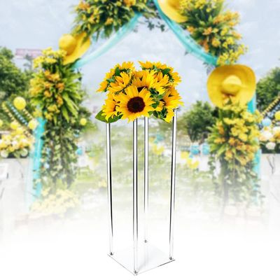 1 Pcs Wedding Flower Vase 100cm Table Top Acrylic Flower Stand Floor Vases Clear Wedding Centerpiece Stand Display Rack Aisle Decoration Pillar for Lawn Hotel Opening Ceremony Banquet Hall Decor (1)
