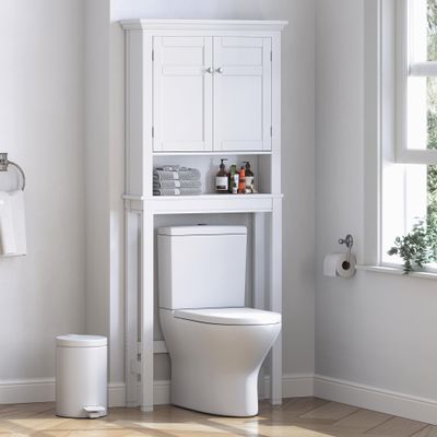 Spirich Over The Toilet Storage Cabinet, Bathroom Shelf Over The Toilet, Over Toilet Bathroom Organizer (White)