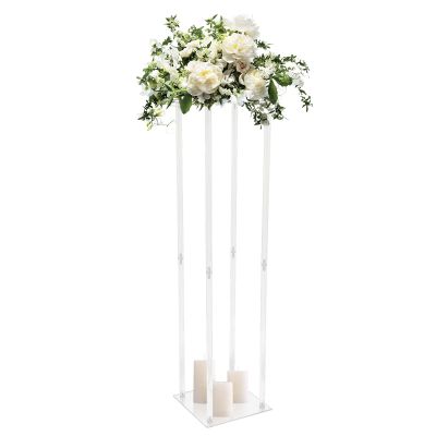 Acrylic Flower Stand Vases, 39'' Tall Acrylic Flower Stand Wedding Centerpieces Marriage Decorations Supplies Tabletop Decor Clear Display Rack Crystal Stage Pillar Party Props Floral Event Backdrops