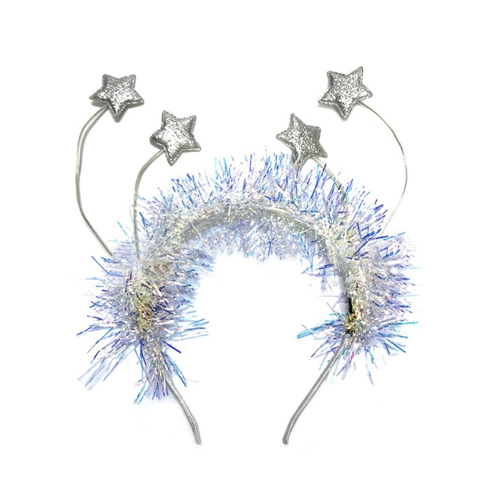 Soochat Happy New Year Headband New Year Headband with Star Boppers and Tinsel - New Years Eve Party Decorations