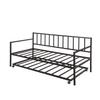 Metal Daybed with Trundle, Twin Size Day Bed Frame with Pullout Trundle, Heavy-Duty Daybed for Living Room Bedroom Kids Teens and Adults, Black view 3